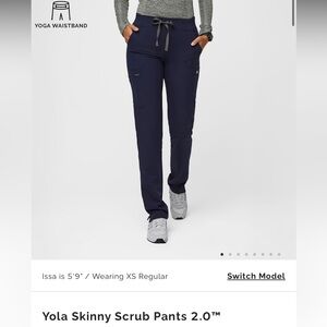 FIGS Yola Skinny Scrub Pants 2.0 - Size XS, Navy